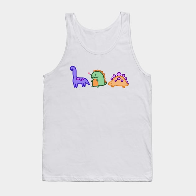 Kawaii Dinosaurs Chibi Cute Happy Dino Tank Top by SolarCrush